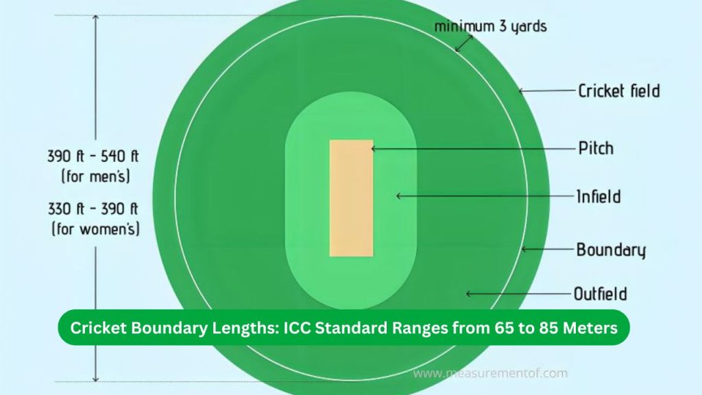 Cricket Boundary Lengths ICC Standard Ranges from 65 to 85 Meters